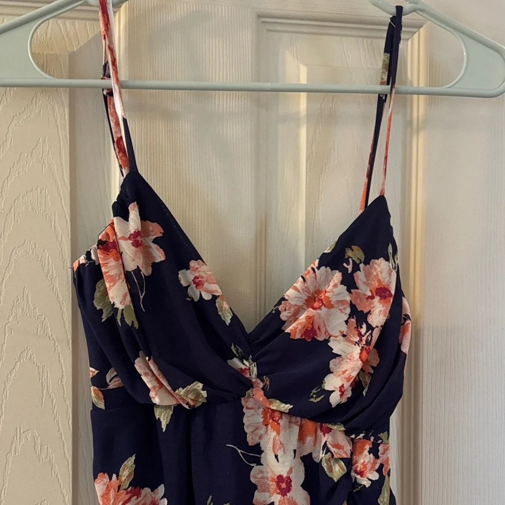 Lulu’s Springtime Bliss Navy Blue Floral Print Mesh Bodycon Mini Dress - Picture 5 of 7